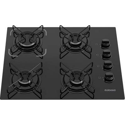 Cooktop 4 Bocas Itatiaia Essencial com Mesa de Vidro Temperado Preto Bivolt Cooktop 4 Bocas Itatiaia Essencial com Mesa de Vidro Temperado Preto Bivolt